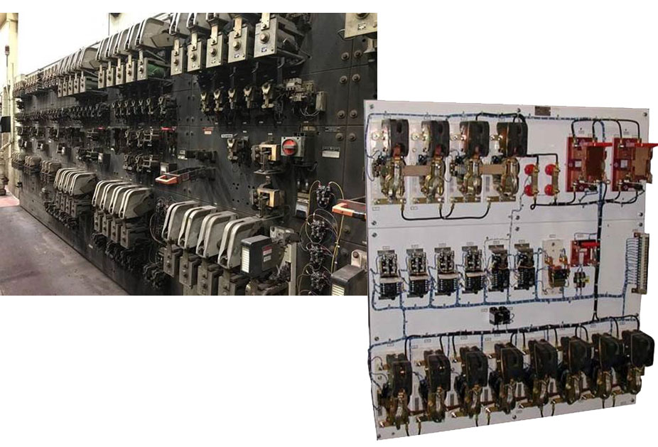 Image of DC Contactors mounted on a wall
